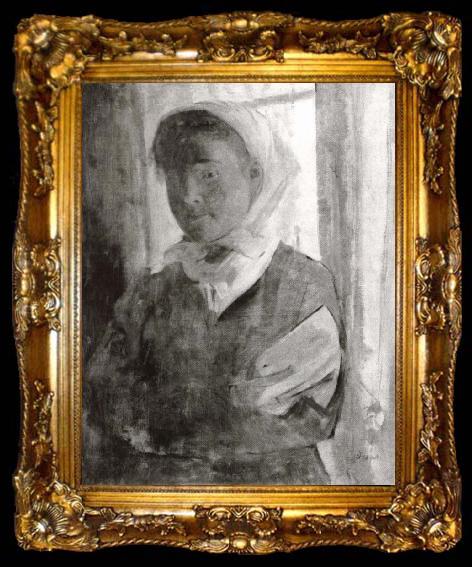 framed  Edgar Degas Young girl with a wihte scarf, ta009-2